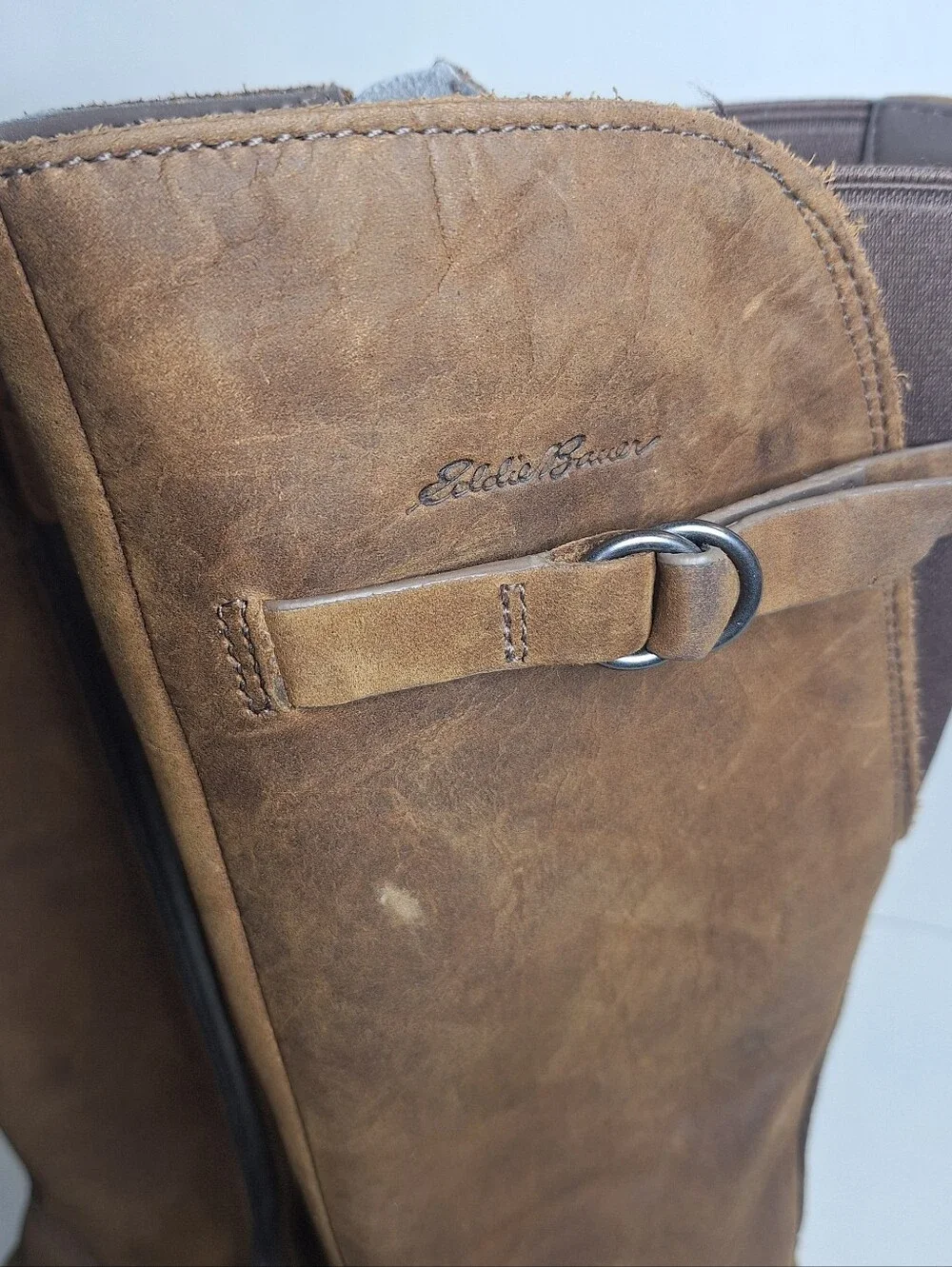 Eddie Bauer Freeheat Boots Women 6 Brown Leather Suede Mid Calf Zip Winter Boots